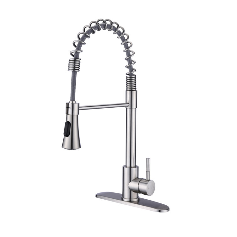 Brushed Nickel Stainless Steel Pull Down Kitchen Faucet