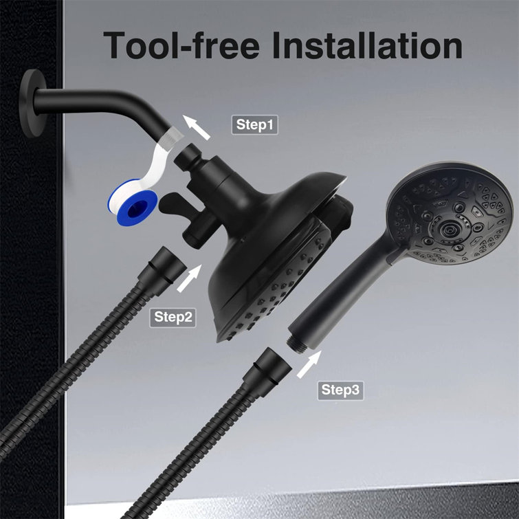 Black Stainless Steel Dual-Head Rainfall Shower System