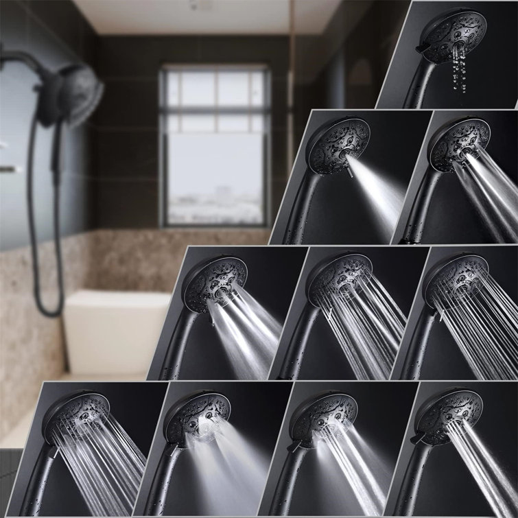 Black Stainless Steel Dual-Head Rainfall Shower System