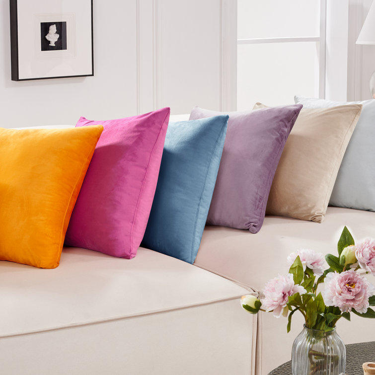 Haze Blue Velvet Euro Pillow Covers, 16x16 in, Set of 2