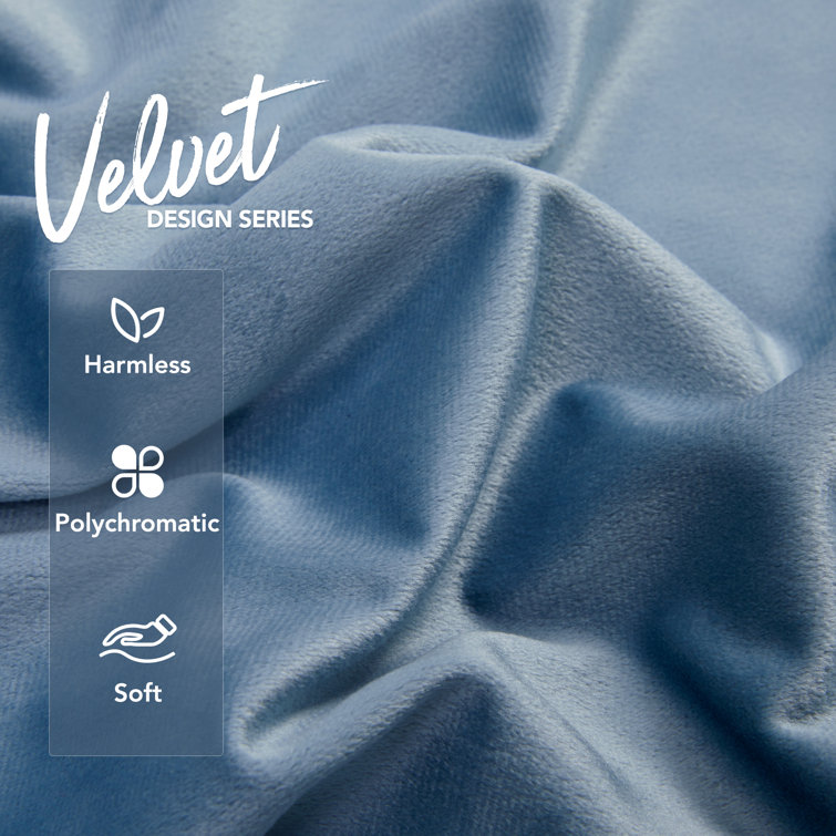 Haze Blue Velvet Euro Pillow Covers, 16x16 in, Set of 2