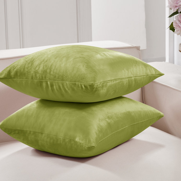 Green Velvet Euro Throw Pillow Covers Set of 2