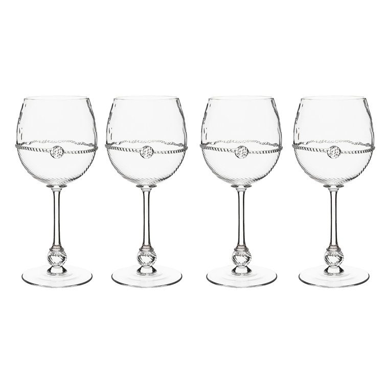 Graham 15 oz. Clear Glass White Wine Set with Twisted Cord Trim