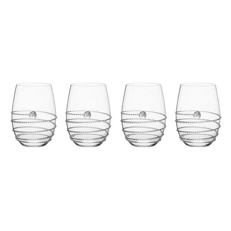 Amalia 16 oz. Clear Glass Stemless White Wine Glass Set