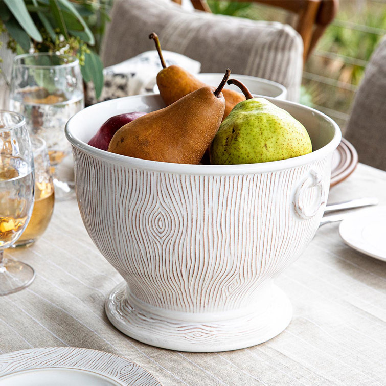 Whitewash Ceramic Textured Accent Circle Plant Container
