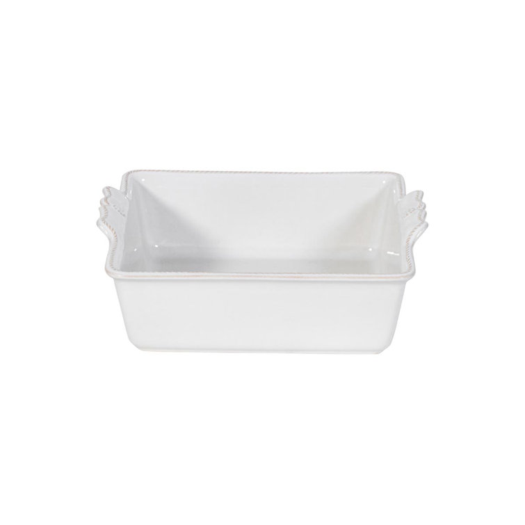 White Rectangular Ceramic Casserole Dish with Handles