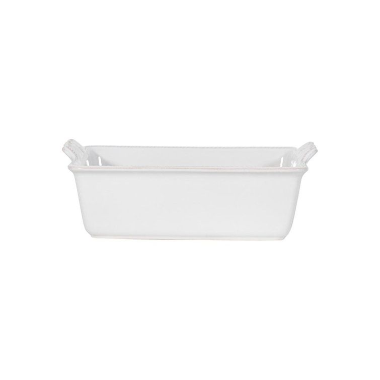 White Rectangular Ceramic Casserole Dish with Handles