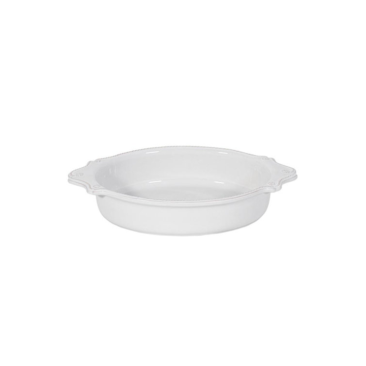White Ceramic Oval Casserole Dish with Twisted Cord Trim