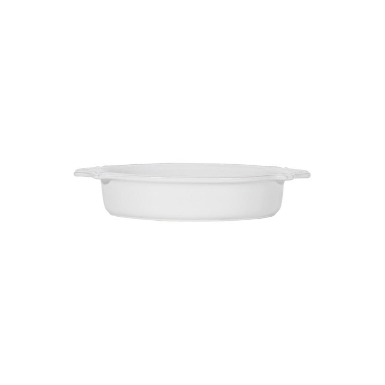 White Ceramic Oval Casserole Dish with Twisted Cord Trim