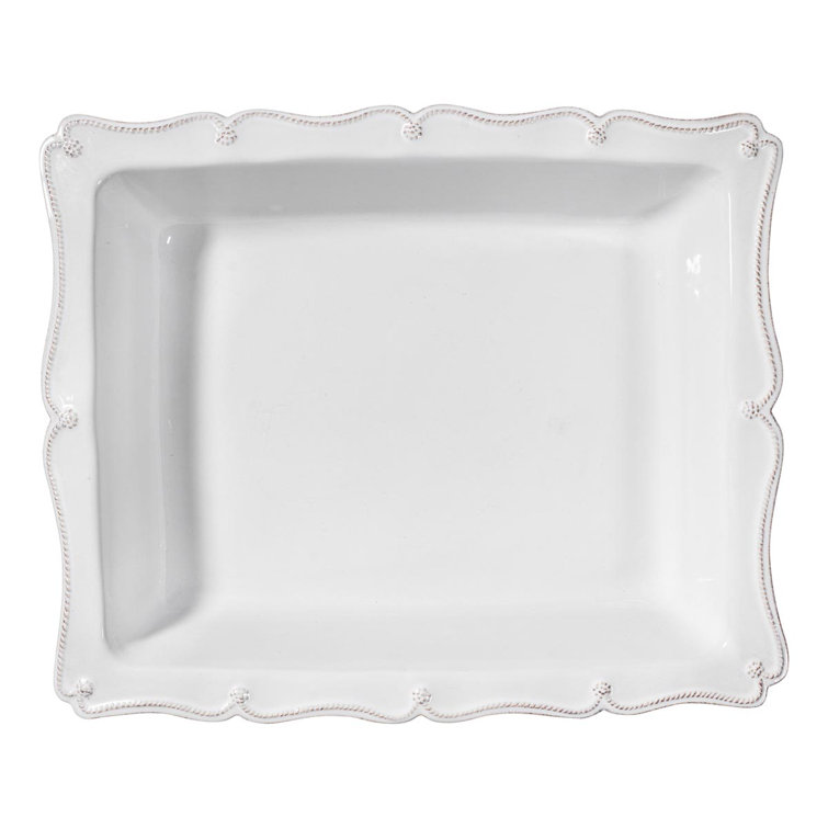 White Scalloped Stoneware Rectangular and Square Baker Dish Set
