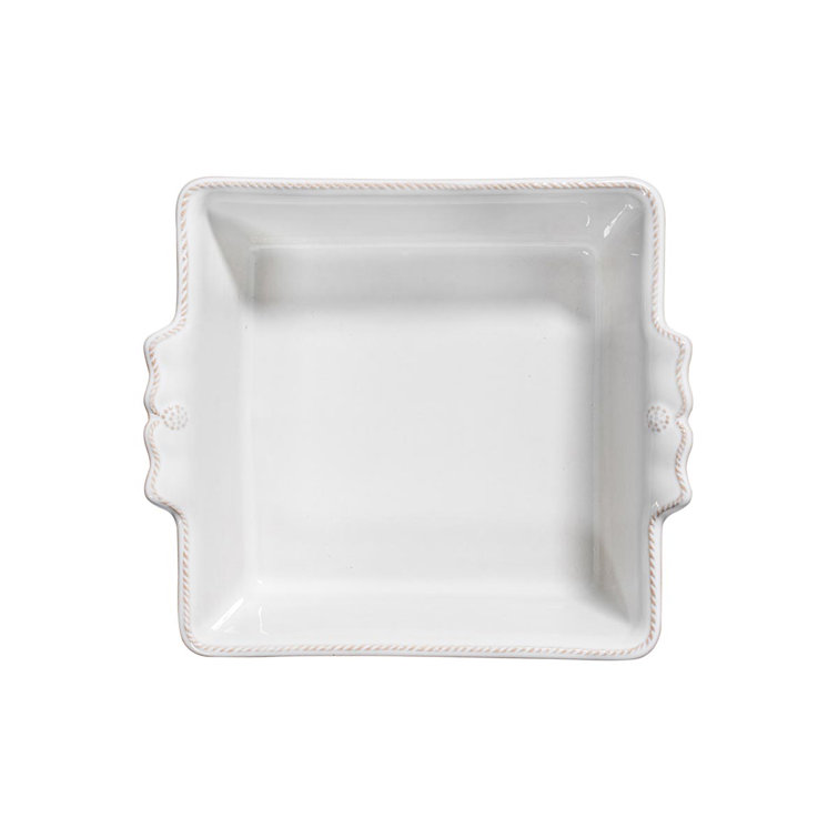 White Scalloped Stoneware Rectangular and Square Baker Dish Set