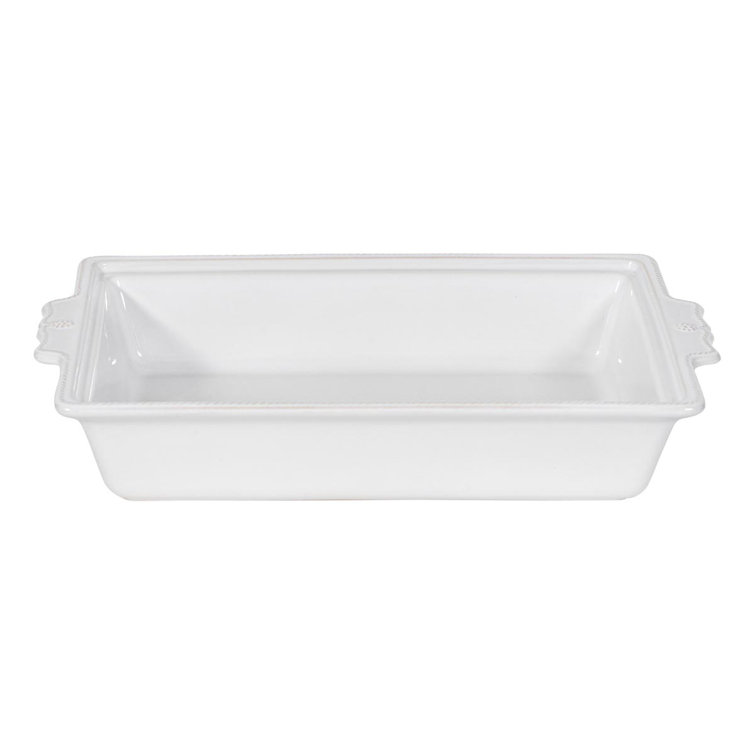 White Rectangular Ceramic Casserole Dish with Lid, 13-inch