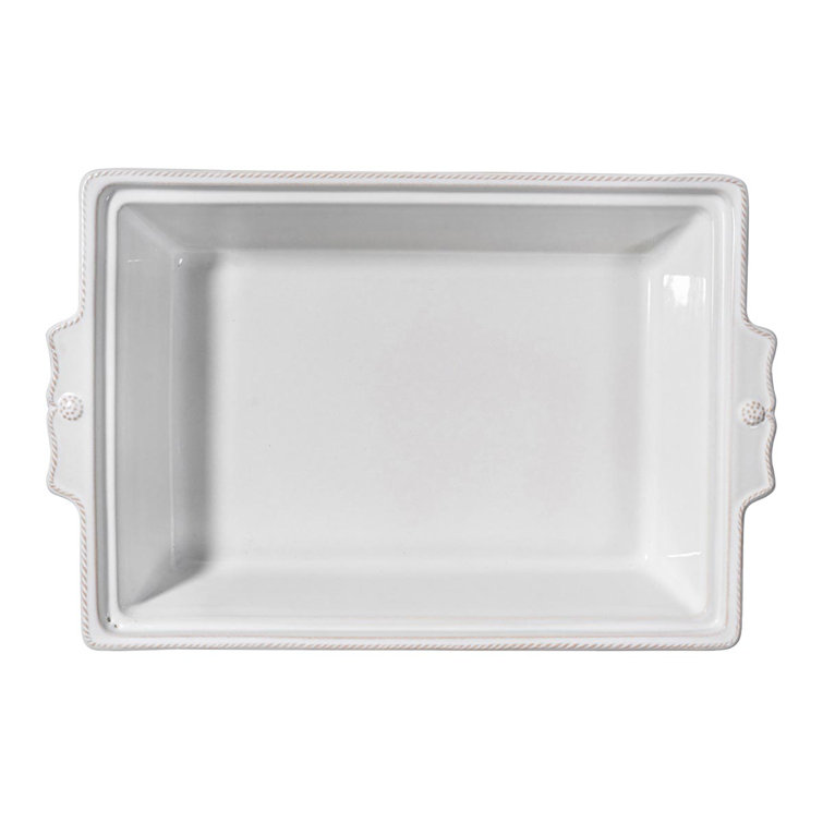 White Rectangular Ceramic Casserole Dish with Lid, 13-inch
