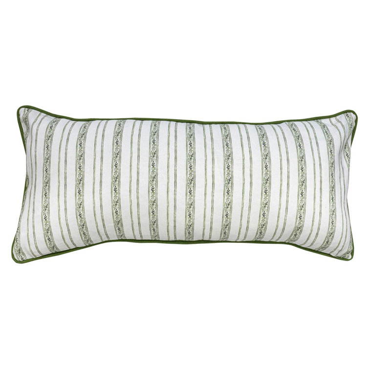 Seville Green and White Embroidered Lumbar Pillow