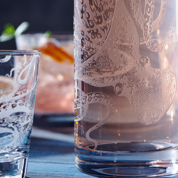 Lucy Clear Glass Tall Pitcher with Octopus Design