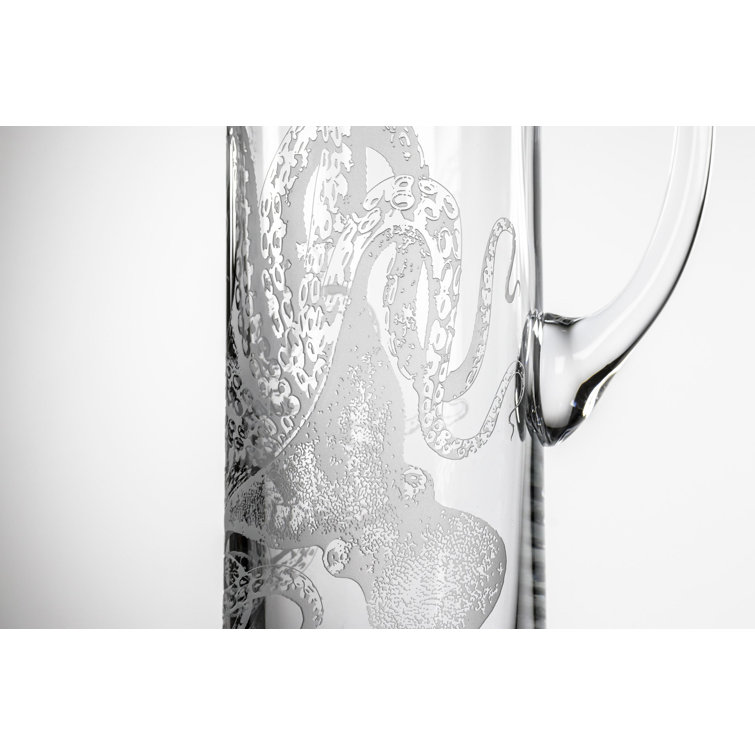 Lucy Clear Glass Tall Pitcher with Octopus Design