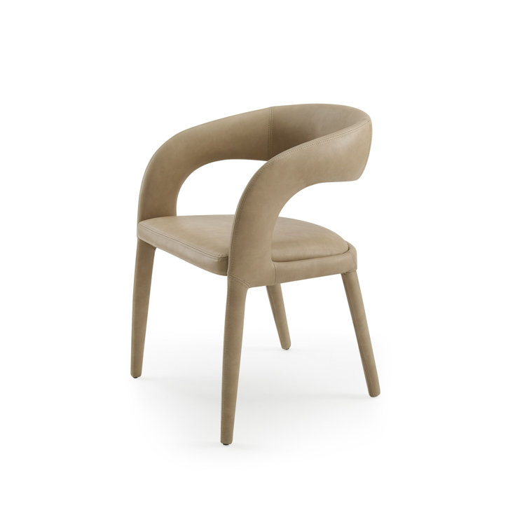 Tan Faux Leather Upholstered Arm Chair with Metal Legs