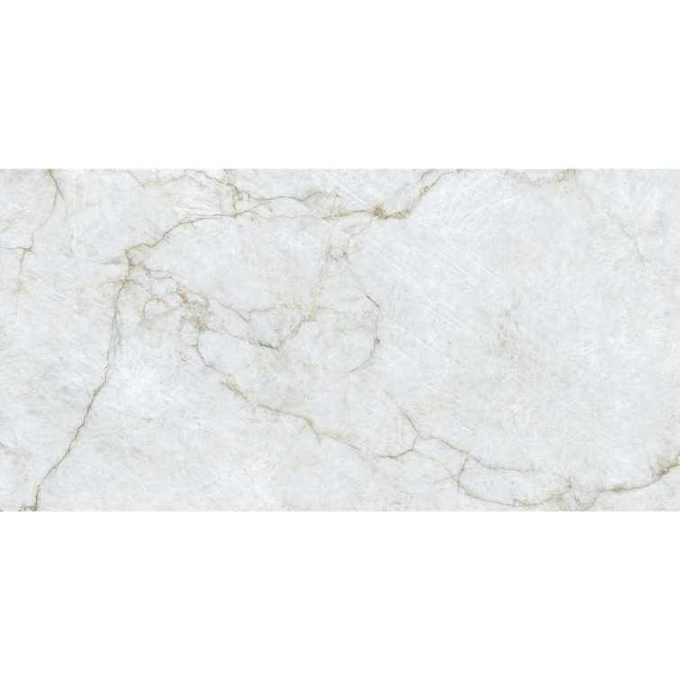 24" x 48" White and Gold Polished Porcelain Tile