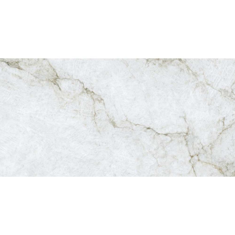 24" x 48" White and Gold Polished Porcelain Tile