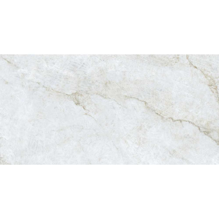 24" x 48" White and Gold Polished Porcelain Tile