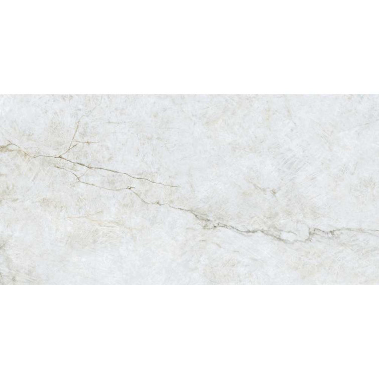 24" x 48" White and Gold Polished Porcelain Tile