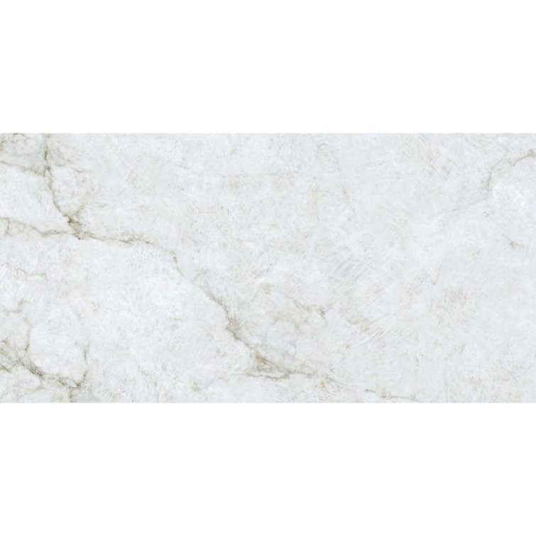 24" x 48" White and Gold Polished Porcelain Tile