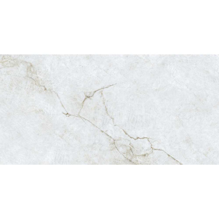 24" x 48" White and Gold Polished Porcelain Tile