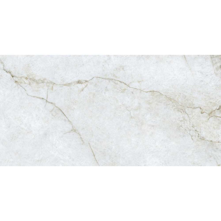 24" x 48" White and Gold Polished Porcelain Tile