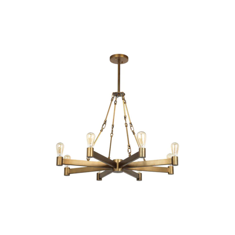 Antique Brass 8-Light Starburst Metal Chandelier