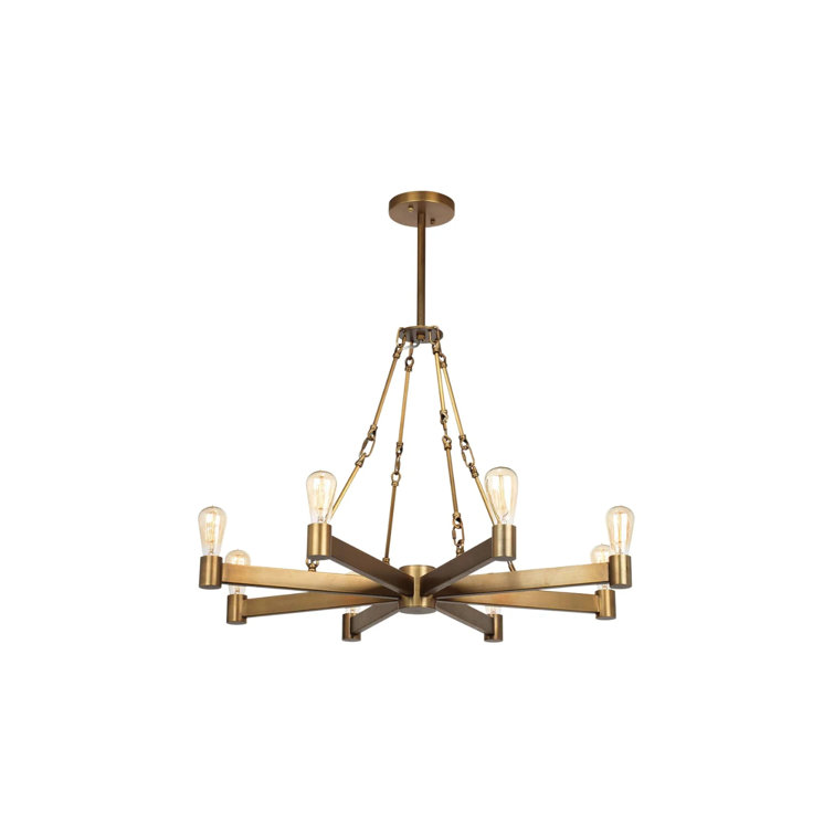 Antique Brass 8-Light Starburst Metal Chandelier