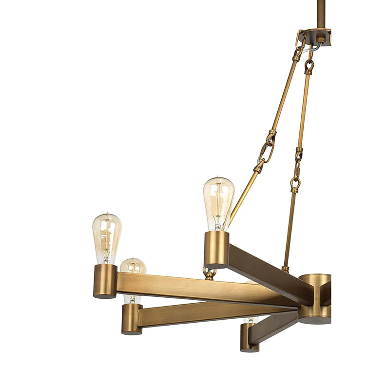 Antique Brass 8-Light Starburst Metal Chandelier
