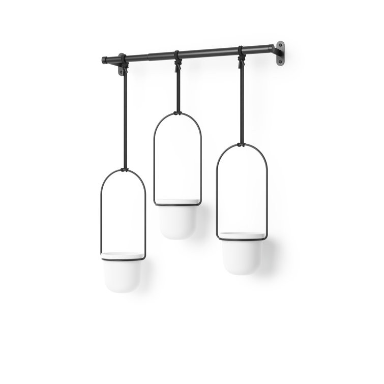 Triflora Adjustable White/Black Indoor Hanging Planter