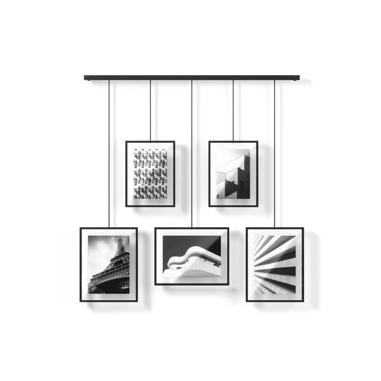 Exhibit Ledge Black Metal 5-Picture Frame Set for Modern Wall Display
