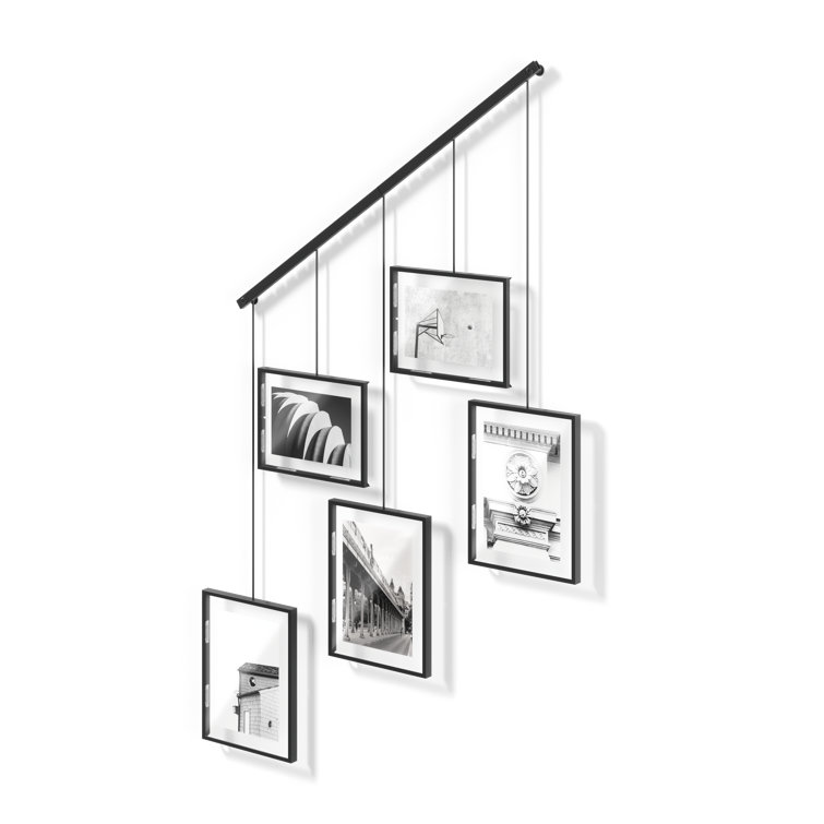 Exhibit Ledge Black Metal 5-Picture Frame Set for Modern Wall Display