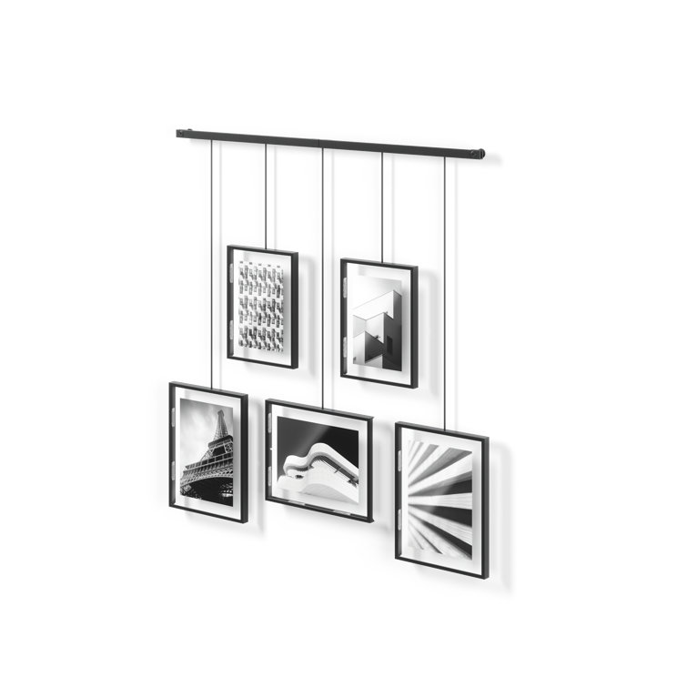 Exhibit Ledge Black Metal 5-Picture Frame Set for Modern Wall Display