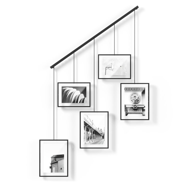 Exhibit Ledge Black Metal 5-Picture Frame Set for Modern Wall Display
