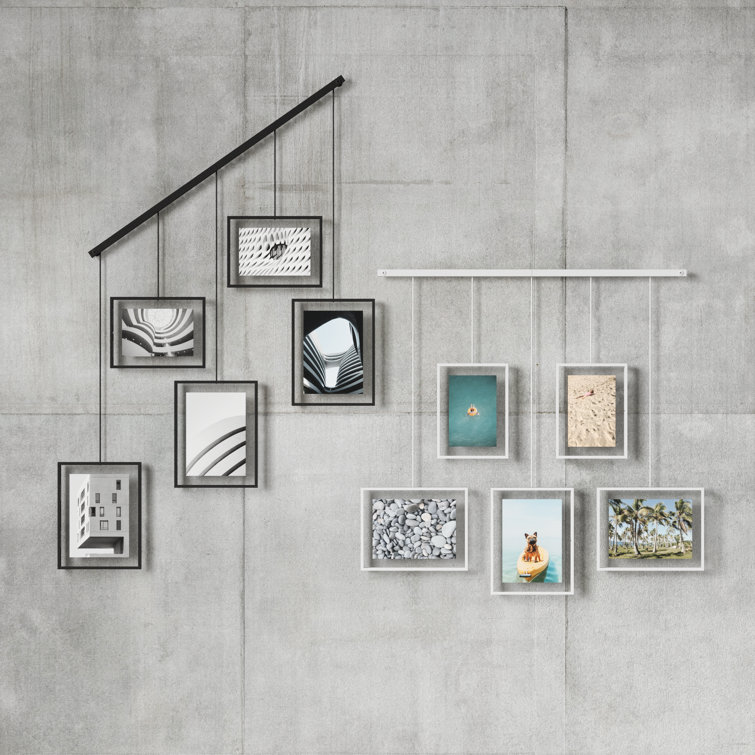 Exhibit Ledge Black Metal 5-Picture Frame Set for Modern Wall Display