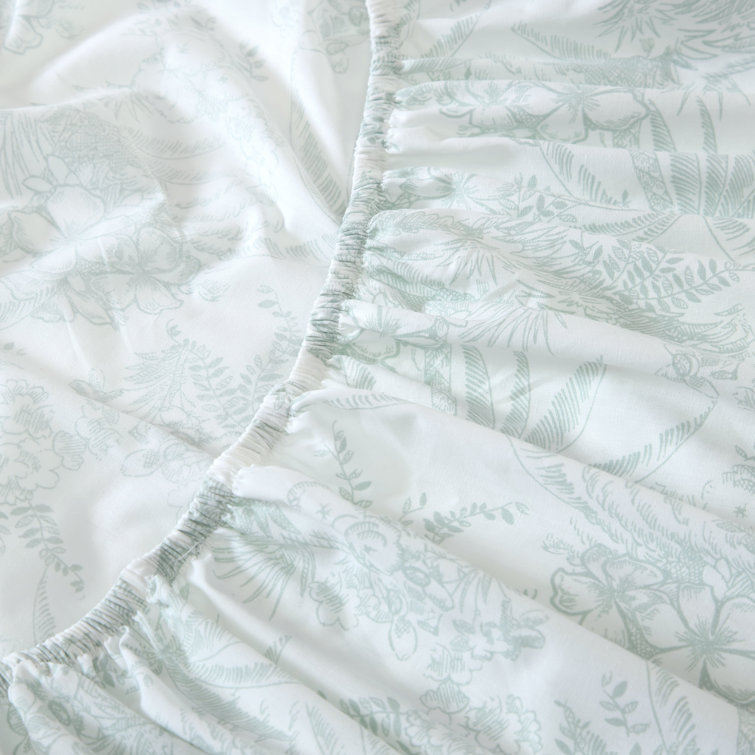 Pen and Ink Green Cotton Percale King Sheet Set