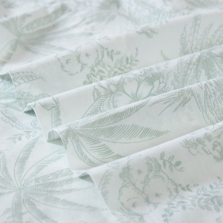 Pen and Ink Green Cotton Percale King Sheet Set