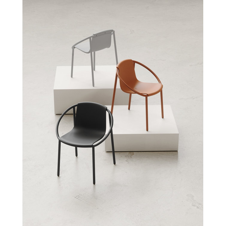 ErgoStack Black Metal and Wood Composite Outdoor Lounge Chair