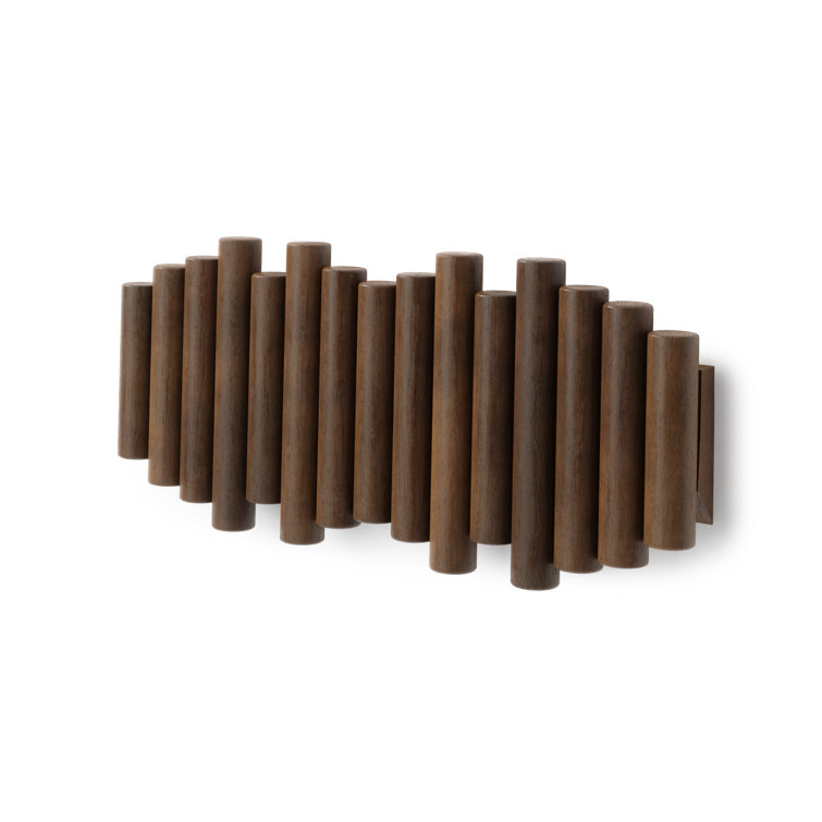 Aged Walnut 5-Hook Flip Wall Art Coat Rack