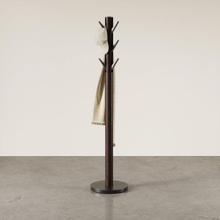 Flapper Sleek Black/Walnut 9-Hook Freestanding Coat Rack