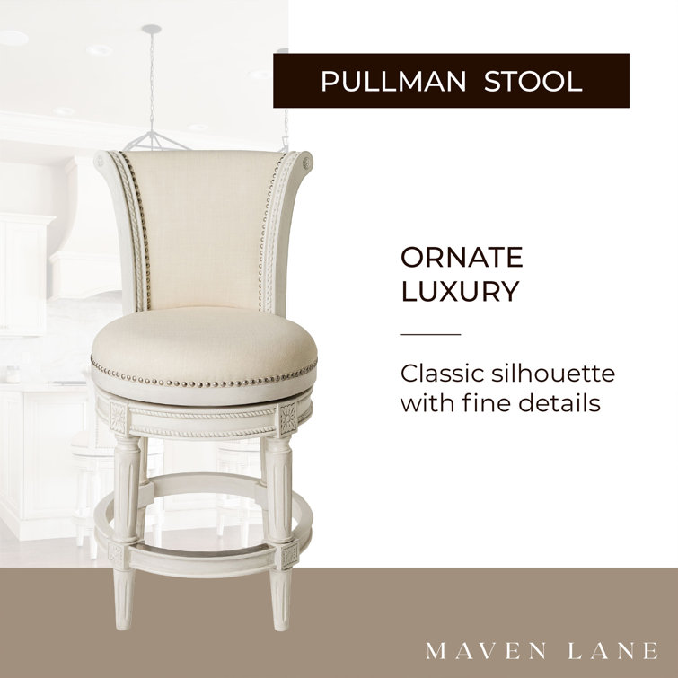 White Oak Swivel Counter Stool with Leather Upholstery