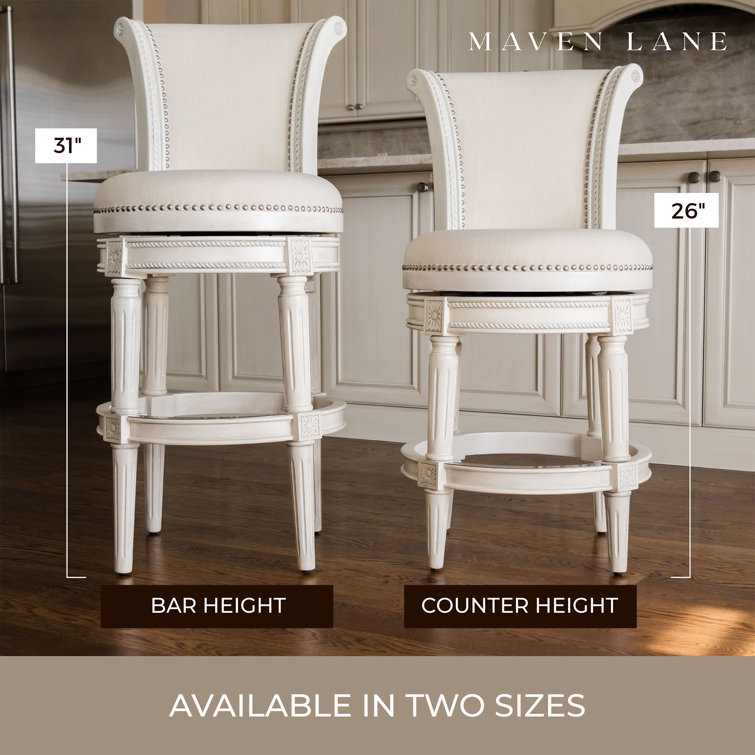 White Oak Swivel Counter Stool with Leather Upholstery