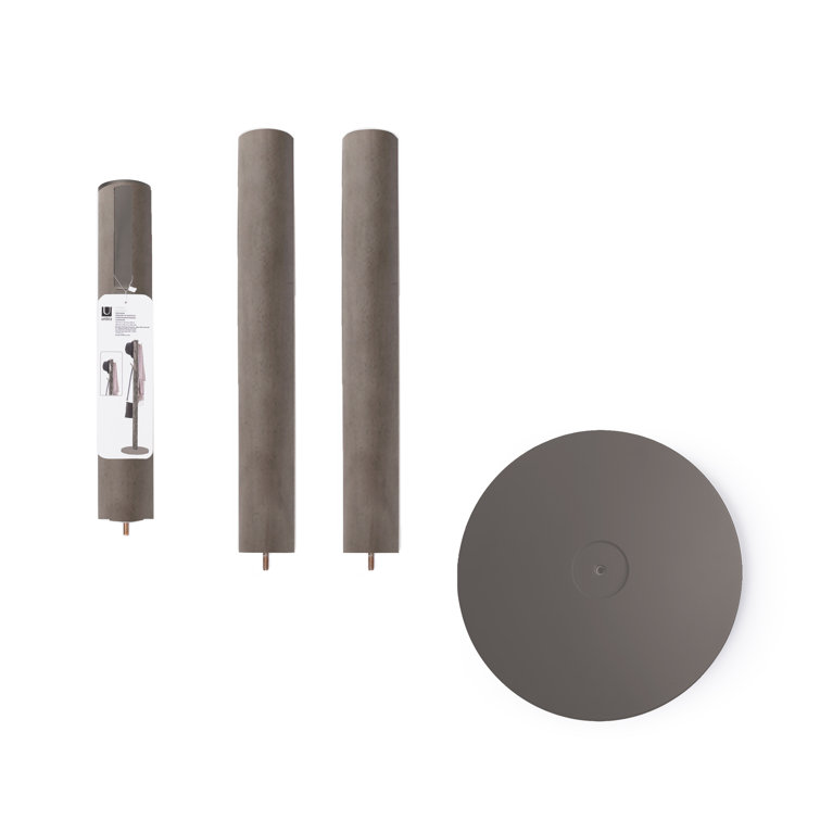 Gray Rubberwood Modern Freestanding Coat Rack with 9 Hooks