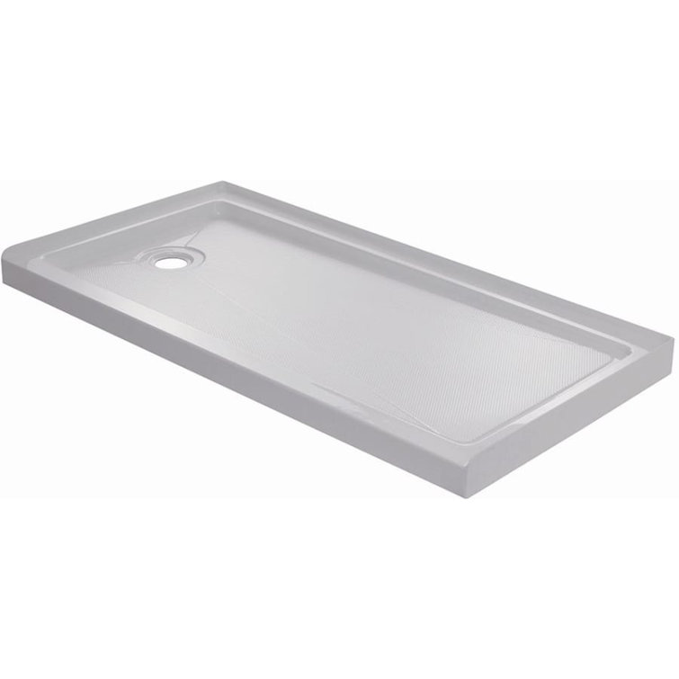 White Acrylic 60'' x 32'' Rectangular Shower Base with Left Drain