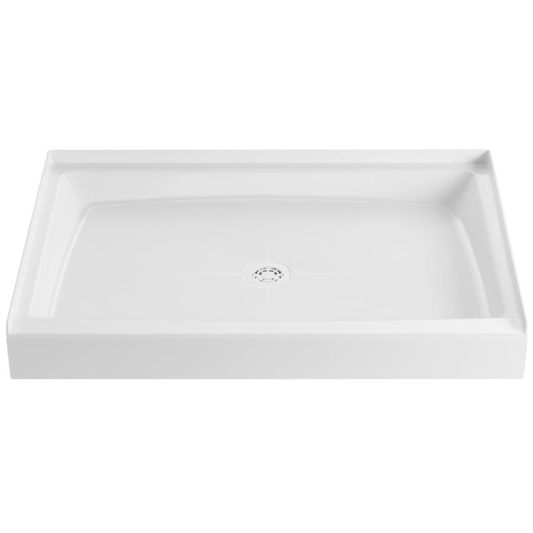 White Composite Rectangular Shower Base with Center Drain
