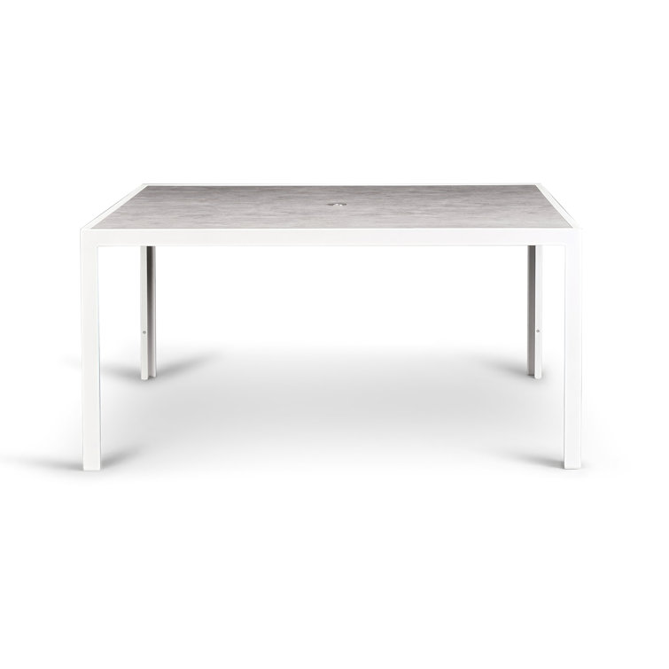 Matte White Modern Outdoor Dining Set with Tempered Glass Top
