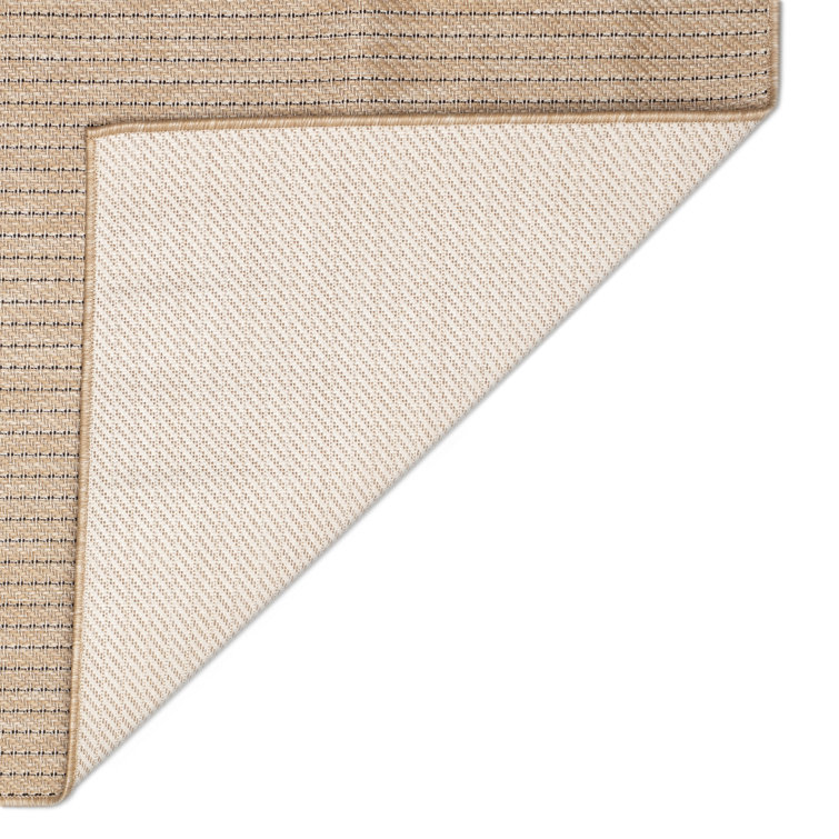 Green and Beige Flat Woven Synthetic Stripe Rug, 5' x 7'