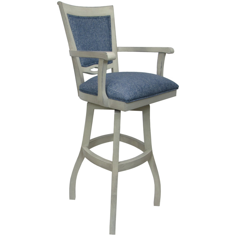 Kokomo Azure 34" Swivel Extra Tall Wood Bar Stool with Arms